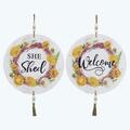 Youngs Wood Round She Shed Wall Sign with Blessing Beads, Assorted Color - 2 Piece 72136